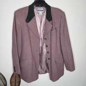 J4 Pendleton‎ VTG Wool Blend Purple Herringbone Blazer Jacket Black Collar